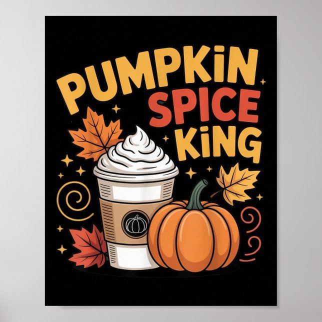 Affiche Citrouille Sce King Cute Fall Café Design (Devant)