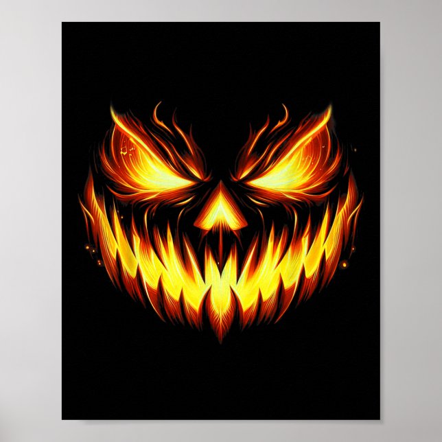 Affiche Citrouille sculptée visage de Jack O Lantern effra (Devant)
