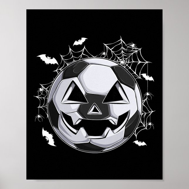 Affiche Citrouille Soccer Jack O Lantern Visage Costume Ha (Devant)