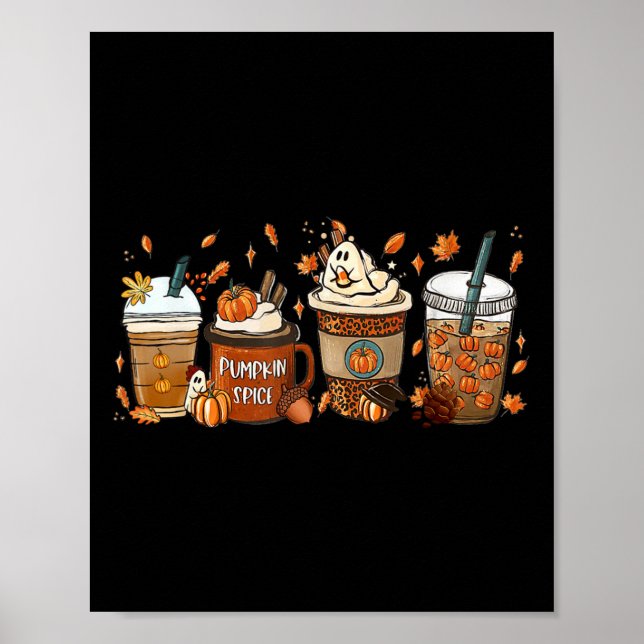 Affiche Citrouille Spice Latte Fall Café Citrouille Spice  (Devant)