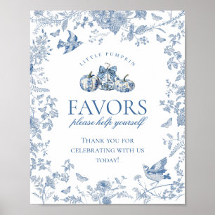Affiche Citrouille Toile Bleue Fleurs Faveurs Panneau de D