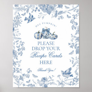 Affiche Citrouille Toile Bleue Signe de partage de recette