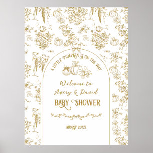 Affiche Citrouille Toile Floral Neutral Baby shower Bienve