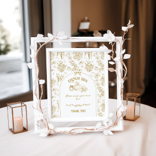 Affiche Citrouille Toile Floral Neutre Baby shower personn