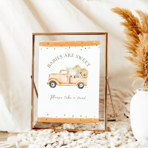 Affiche Citrouille Truck Modern Automne Baby showers Livre