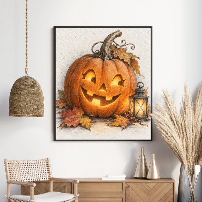 Affiche Citrouille Vintage Jack O Lantern (Créateur téléchargé)