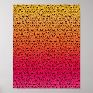 Affiche Citrouilles colorés éffrayants - Motif d'Halloween