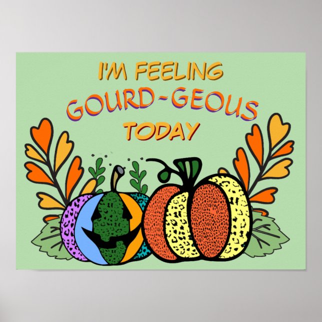 Affiche Citrouilles d'automne gourdes (Devant)