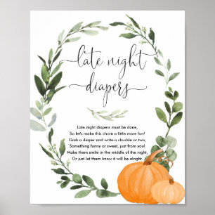 Affiche Citrouilles d'automne Late nuit couches jeu baby s