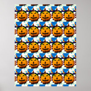 Affiche Citrouilles de fleurs et sorcières