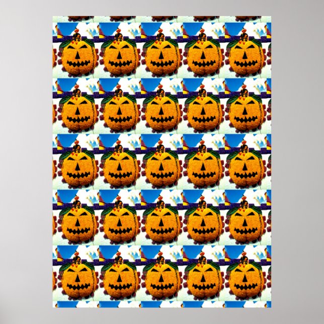 Affiche Citrouilles de fleurs et sorcières (Devant)
