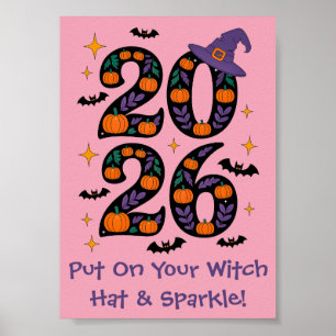 Affiche Citrouilles de la sorcière rose Halloween 2026 Cha