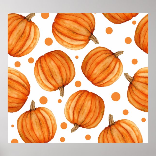 Affiche Citrouilles dessinés à la main : motif d'Halloween (Devant)