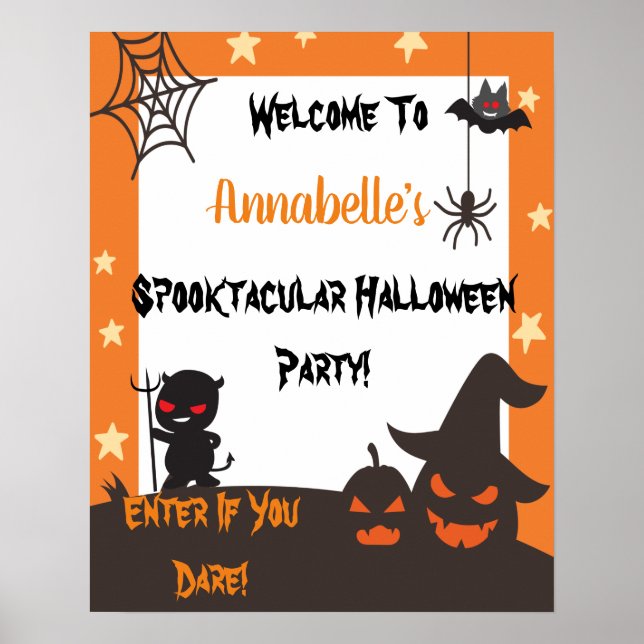 Affiche Citrouilles d'Halloween Fête Orange (Devant)