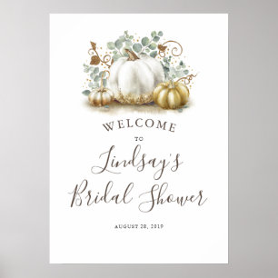 Affiche Citrouilles dorées et blanches Mariage automnal Bi
