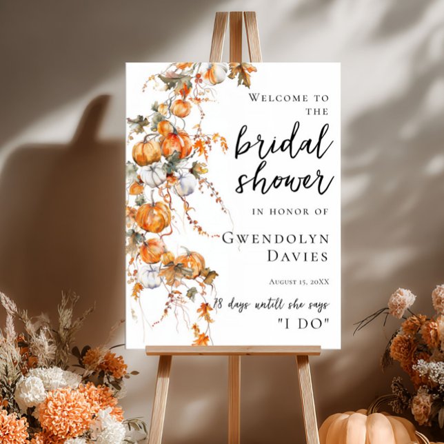 Affiche Citrouilles et feuilles d'automne Fête des mariées (Créateur téléchargé)