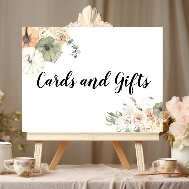 Affiche Citrouilles et fleurs d'aquarelle modernes (Créateur téléchargé)