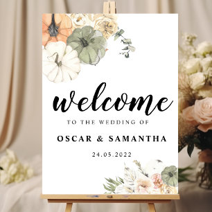 Affiche Citrouilles et fleurs d'aquarelle modernes