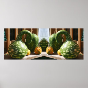 Affiche Citrouilles Géantes Fantaisie Tombent Miroir Abstr