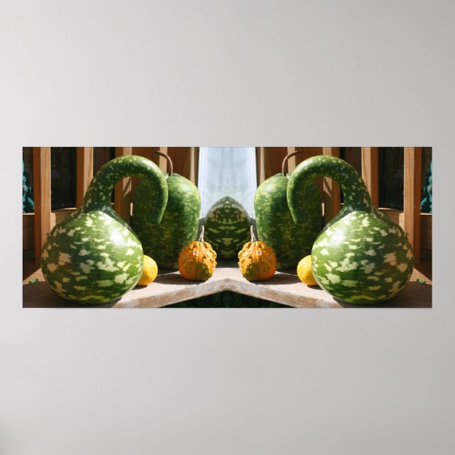 Affiche Citrouilles Géantes Fantaisie Tombent Miroir Abstr (Devant)