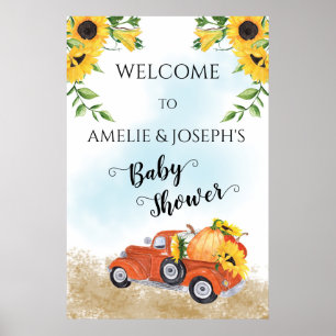 Affiche Citrouilles mignons en Camion Automne   Baby showe