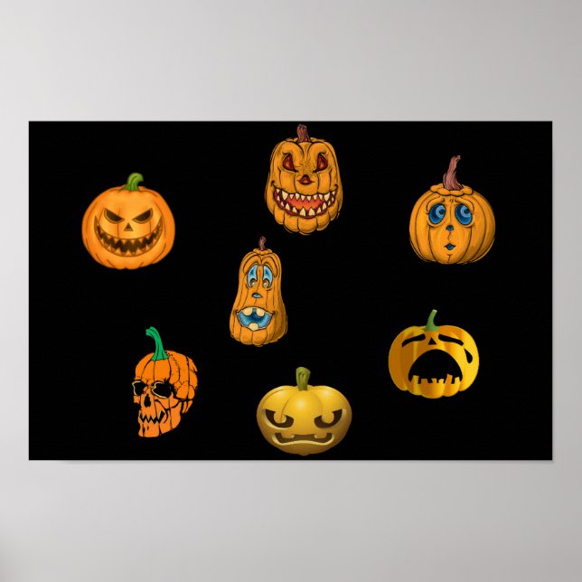 Affiche Citrouilles pour Halloween. (Devant)
