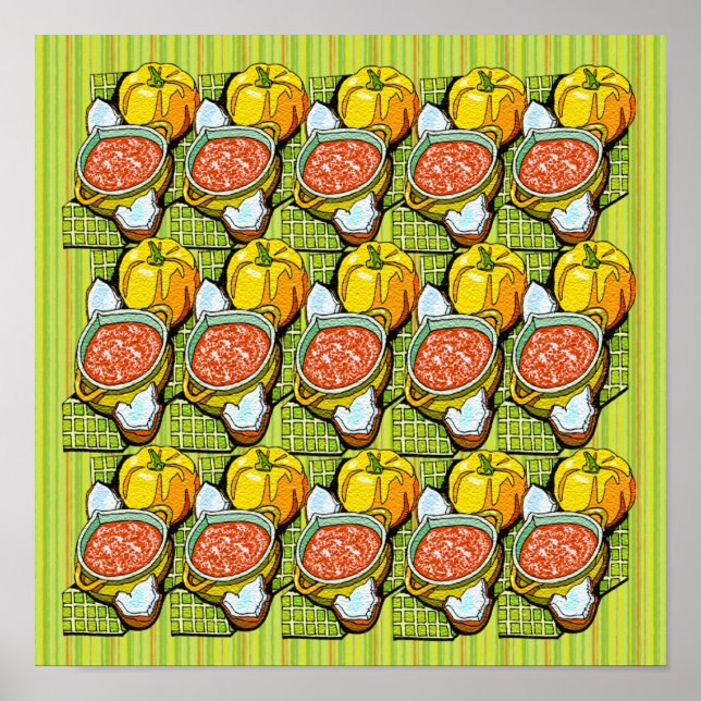 Affiche Citrouilles, Soupe et Fond Rayé Petit (Devant)