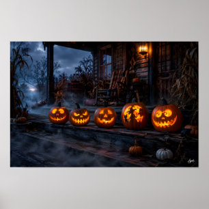Affiche Citrouilles sur un Porche