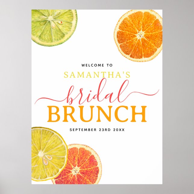 Affiche Citrus Bridal Brunch Lemon Orange Fête des mariées (Devant)