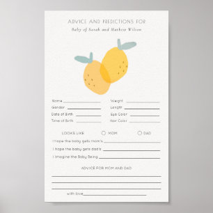 Affiche Citrus Citrus Baby shower Conseils Prédiction