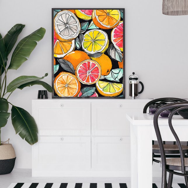 Affiche Citrus coloré non encadré (Add a splash of color to any room with this vibrant piece or modern art!)