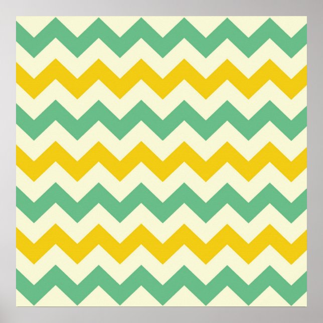 Affiche Citrus et Lime Chevron Zigzags Jaune Vert (Devant)