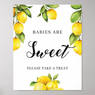 Affiche Citrus Lemon Baby Are Sweet Sign for Baby shower