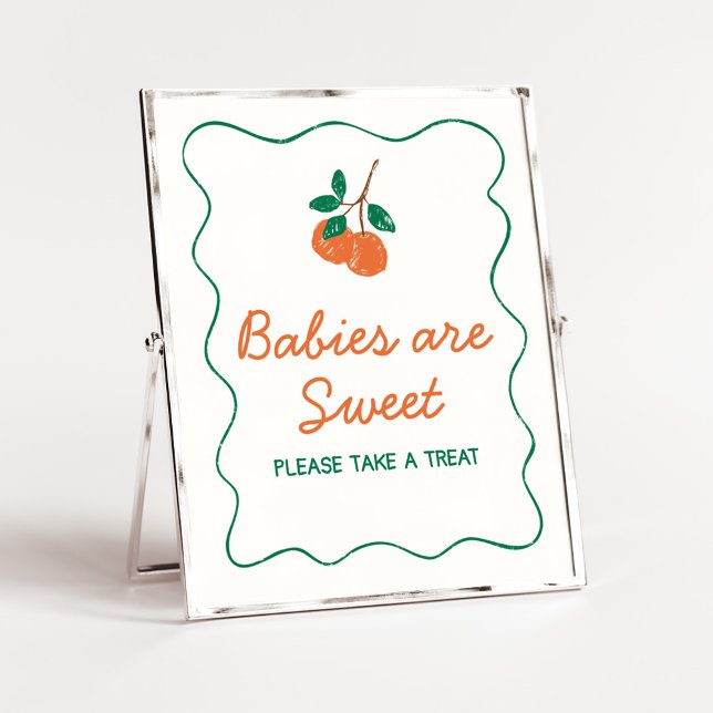 Affiche Citrus Little Cutie Les bébés modernes sont doux (Citrus Little Cutie Baby Shower Babies are Sweet Sign)