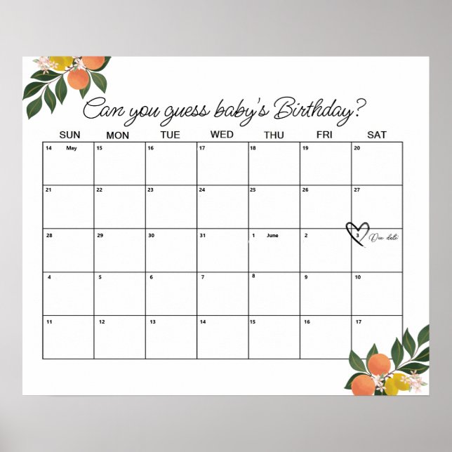 Affiche Citrus Love Douche Date d'échéance Devis (Devant)