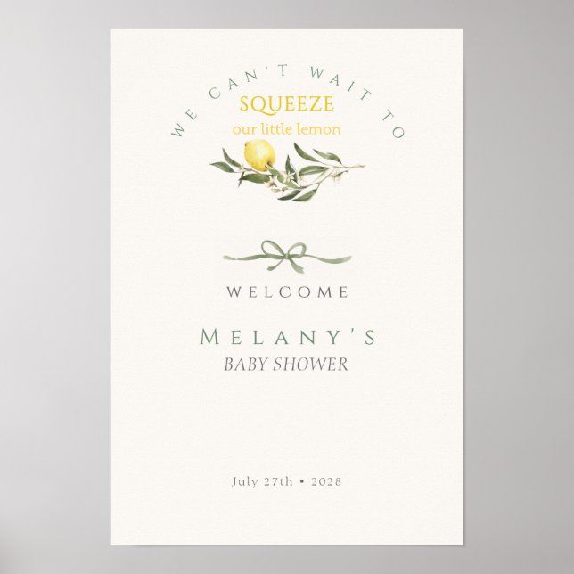 Affiche Citrus Mama's Squeeze Bow Welcome Baby Shower  (Devant)