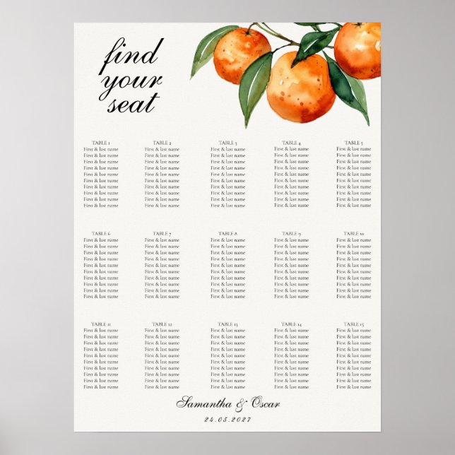 Affiche Citrus Mariage Méditerranéen Orange (Devant)