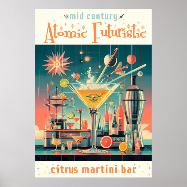 Affiche Citrus Martini Bar Futuriste Atomique du milieu du (Devant)