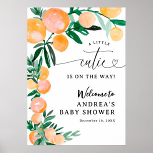 Affiche Citrus Orange Little Cutie Baby Shower 20x28inch
