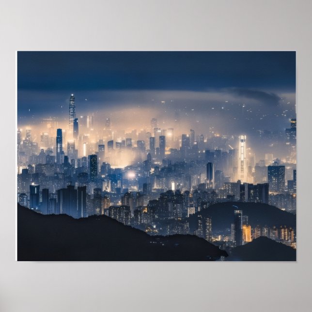 Affiche "City Lights at Night Canvas - Modern Urban Wall D (Devant)