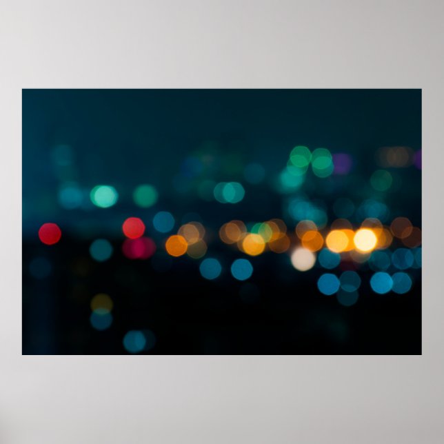 Affiche City night light flur bokeh, déconcentré backgroun (Devant)