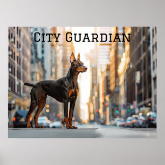 Affiche City Sentinel : Doberman dans la jungle urbaine