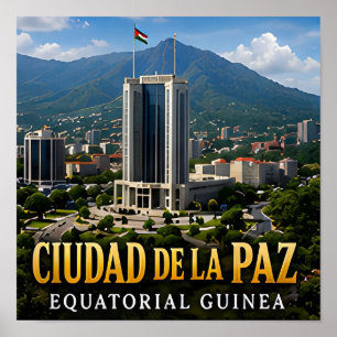 Affiche Ciudad de la Paz Guinée Équatoriale Voyage Souveni