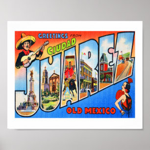 Affiche Ciudad Juarez Vieille Mexique