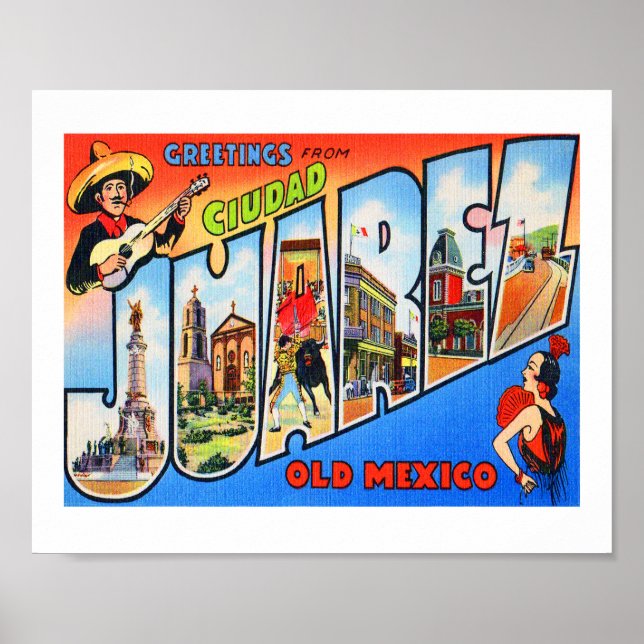 Affiche Ciudad Juarez Vieille Mexique (Devant)