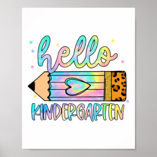 Affiche Ck À L'École Hello Kindergarten Leopard Tie Dye Pe