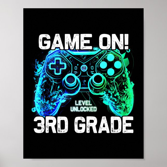 Affiche Ck To School 3rd Grade Boys Gamer First Day School (Devant)