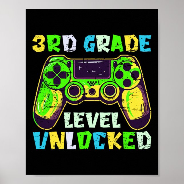Affiche Ck To School 3rd Grade Boys Gamer First Day Third  (Devant)