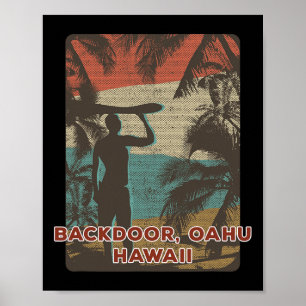 Affiche Ckdoor Oahu Hawaii Surf vintage Plage Noix de Coco