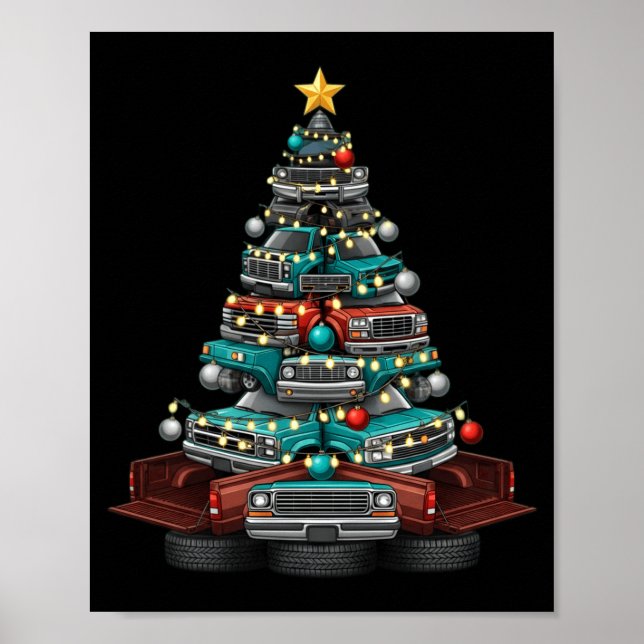 Affiche Ckup Truck Christmas Tree Funny Clic Car Graphic M (Devant)